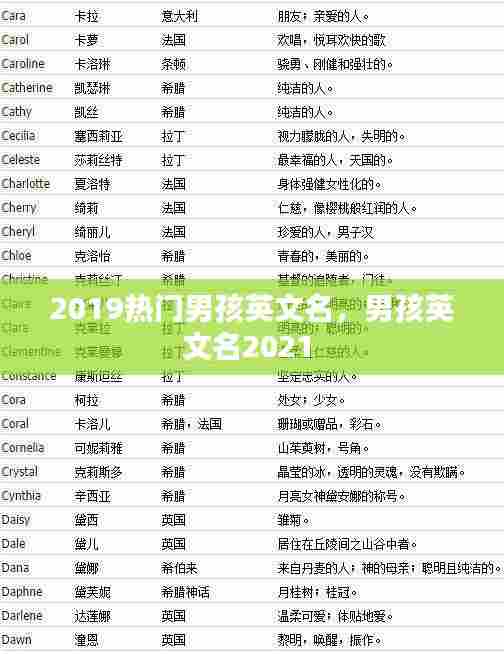 2019热门男孩英文名，男孩英文名2021 