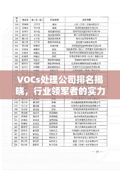 VOCs处理公司排名揭晓，行业领军者的实力榜单